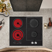 Ventes chaudes Cuisinière à gaz électrique céramique 2 brûleurs intégrée Verre trempé Bouton en métal Thermocouple FFD pour hôtels foyers camping-cars