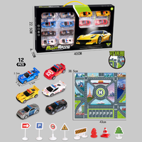 Modèle de voiture en alliage métallique moulé sous pression 1/64 personnalisé, ensemble de jouets de course à rétrofriction, carte de puzzle pour jeu de stationnement, cadeau pour enfant