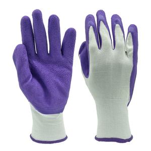 Gants de jardinage pour dames en tricot de nylon blanc à usage général, enduits de <span class=keywords><strong>latex</strong></span> et de mousse <span class=keywords><strong>color</strong></span>ée. - Product Image 1