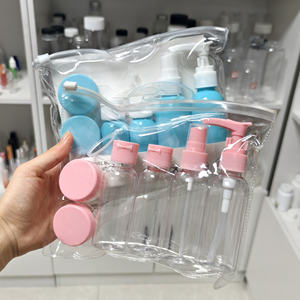 Juego de Botellas de Plástico PET Transparente con Pulverizador, para Lociones y Cremas, Envases Cosméticos Redondos, Set de Viaje - Product Image 6