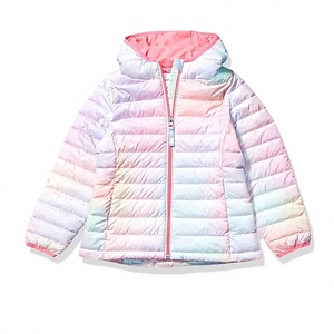 Chaqueta acolchada con capucha para hombre, unisex, de nailon con degradado de color, abrigo de plumón, cortavientos, con cierre de cremallera. - Product Image 1