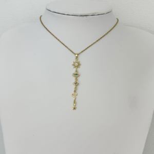 Collane Lunghe con Pendente in Cristallo Colorato, Nuova Elegante Collana con Pendente a Cuore in Rame e Zirconi Dorati, Gioielli con Catena - Product Image 3