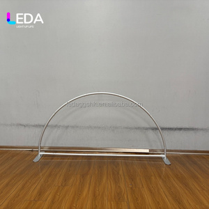 LEDA Modern Semicircle Fan Shaped Backdrop Fabric Cover Customizable Size Color (Silver/Custom) Metal <b>Frame</b> for <b>Wedding</b> Events - Product Image 4