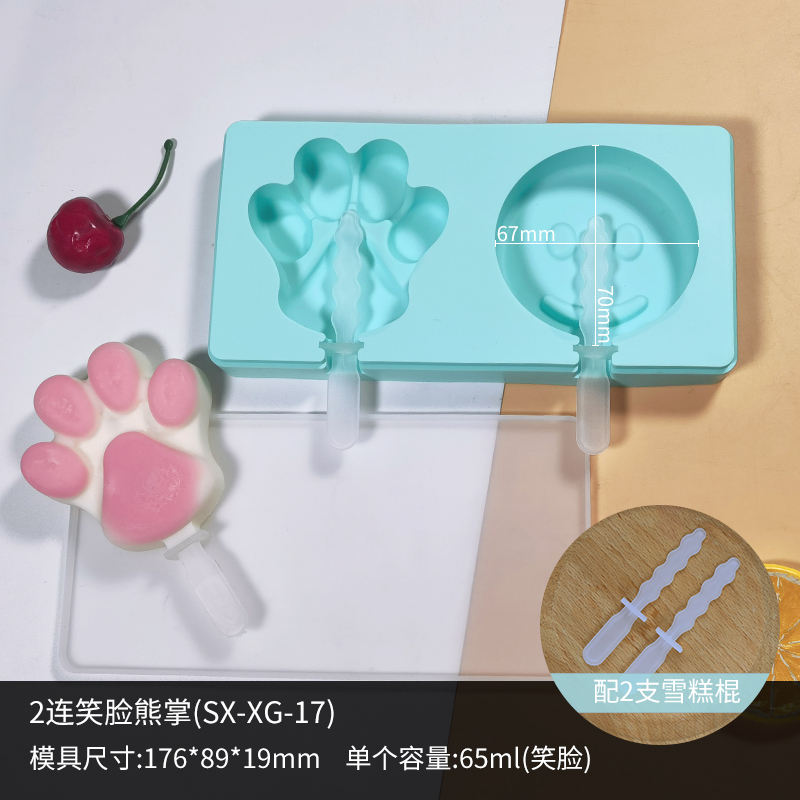 2 avec moule à crème glacée patte d'ours smiley