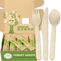 Ensemble de couverts jetables en bois biodégradables et écologiques, couleur blanc crème, pour fêtes à domicile – Vente chaude