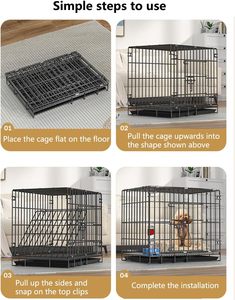 Wholesale Factory 50x34x41cm <strong>Foldable</strong> Collapsible Iron <strong>Wire</strong> Stacked <strong>Dog</strong> Crate Pet <strong>Cage</strong> for Cats &amp; <strong>Dogs</strong> - Product Image 4