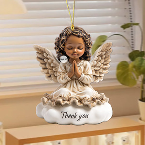 Ornamenti di angelo afroamericano in resina artigianato eleganti pezzi decorativi - Product Image 2