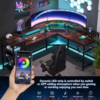 New Arrival L-Shaped Large Corner Desktop Computer PC Big Workstation Gaming Desk Table With LED Strips