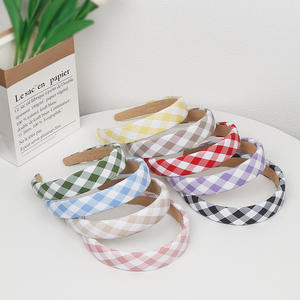 عصابة رأس كورية جنوبية ملونة بنمط الكلية، عصابة رأس أنيقة بنقشة مربعات للزفاف - Product Image 2