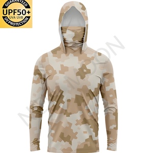 เสื้อตกปลาแบบซับลิเมชั่นสั่งทำพิเศษ ป้องกันรังสียูวี แขนยาวสำหรับผู้ชาย ลายพราง เสื้อฮู้ดตกปลา แห้งเร็ว - Product Image 6