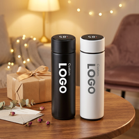 Bouteille isotherme sous vide personnalisée avec logo, en acier inoxydable, 500 ml/17 oz, sans BPA, avec affichage de la température, anti-fuite, pour conférences et événements