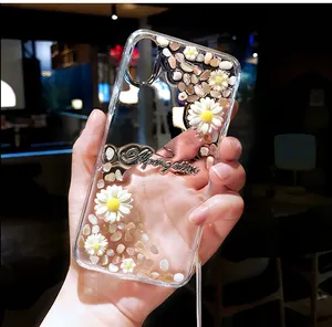 प्यारा डेज़ी फोन के मामले में पारदर्शी बनावट विरोधी-ड्रॉप फूल फोन के मामले में iPhone x11 12 प्रो मिनी iphone के लिए उपयुक्त 12 फोन के मामले में