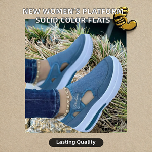 Nouvelles baskets plates en caoutchouc vulcanisé pour femmes, couleur unie, durables, cadeau d'anniversaire - Product Image 2