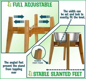 Köpek suyu yiyecek kasesi besleyici standı-yükseklik 12 inç, ayarlanabilir genişlik 7-10 inç-yükseltilmiş yükseltilmiş Pet sabun tutucu-orta ila La - Product Image 4