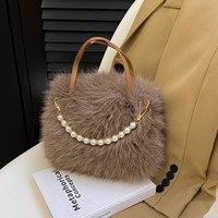 Nouveau Sac Mao Mao 2026 – Sac à Main en Peluche Mignon pour Femme, Sac Bandoulière Tendance avec Chaîne de Perles