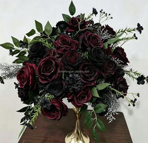 Vente en gros d'usine : Boules <span class=keywords><strong>de</strong></span> fleurs artificielles en soie élégantes <span class=keywords><strong>et</strong></span> <span class=keywords><strong>de</strong></span> haute qualité, centres <span class=keywords><strong>de</strong></span> <span class=keywords><strong>table</strong></span> bordeaux <span class=keywords><strong>et</strong></span> noirs - Product Image 1