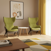 Fauteuil de détente moderne luxueux en tissu avec dossier haut, canapé de luxe, pieds en bois massif et métal, meubles de salon