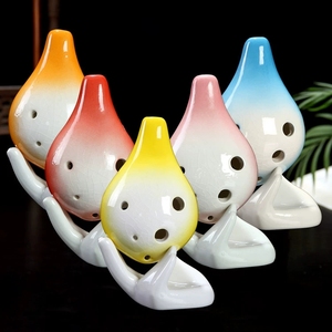 Mini ocarina en céramique à 6 trous, design goutte d'eau, glaçure effet craquelé, instrument à vent, cadeau musical éducatif pour débutants - Product Image 5