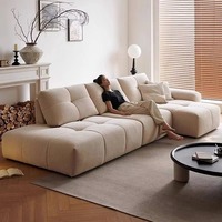 Breites, weiches L-förmiges Sofa mit verstellbarer Rückenlehne, modernes, neuestes Design, luxuriöses Ecksofa aus Stoff für Zuhause