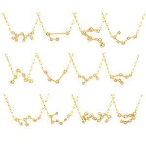 Bijoux de mode, collier signe du zodiaque pour femme plaqué or 18 carats, acier inoxydable, zircon, collier pendentif <span class=keywords><strong>horoscope</strong></span> 12 pièces - Product Image 6
