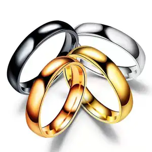 Cincin Stainless Steel Warna Hitam Perak Pria Wanita, Cincin Perhiasan Pernikahan Lebar 6Mm Baru 2021