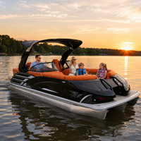 Bateau ponton de loisirs et de pêche en aluminium de 22 pieds à moteur hors-bord haute vitesse 200 CV, série sport, 12 places, 3 tubes, avec bimini, certifié CE