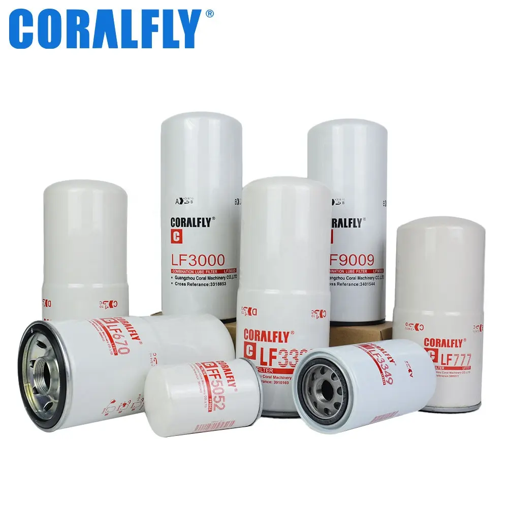 Filtro de aceite de motor diésel Coralfly LF9001 LF3349 LF9009 LF670 LF654 LF16015 LF670 LF14000nn LF3000 para filtros Fleetguard