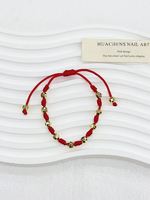 Bracelet à breloques en fil de nylon rouge avec médailles croix, plaqué or 18 carats, bijoux religieux catholiques unisexes, cadeau