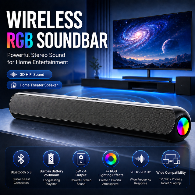 RGB Wireless Blue Tooth Sound Bar Speaker Theatre System Multimedia Soundbar With Subwoofer Sound Surround for TV Sound Bar