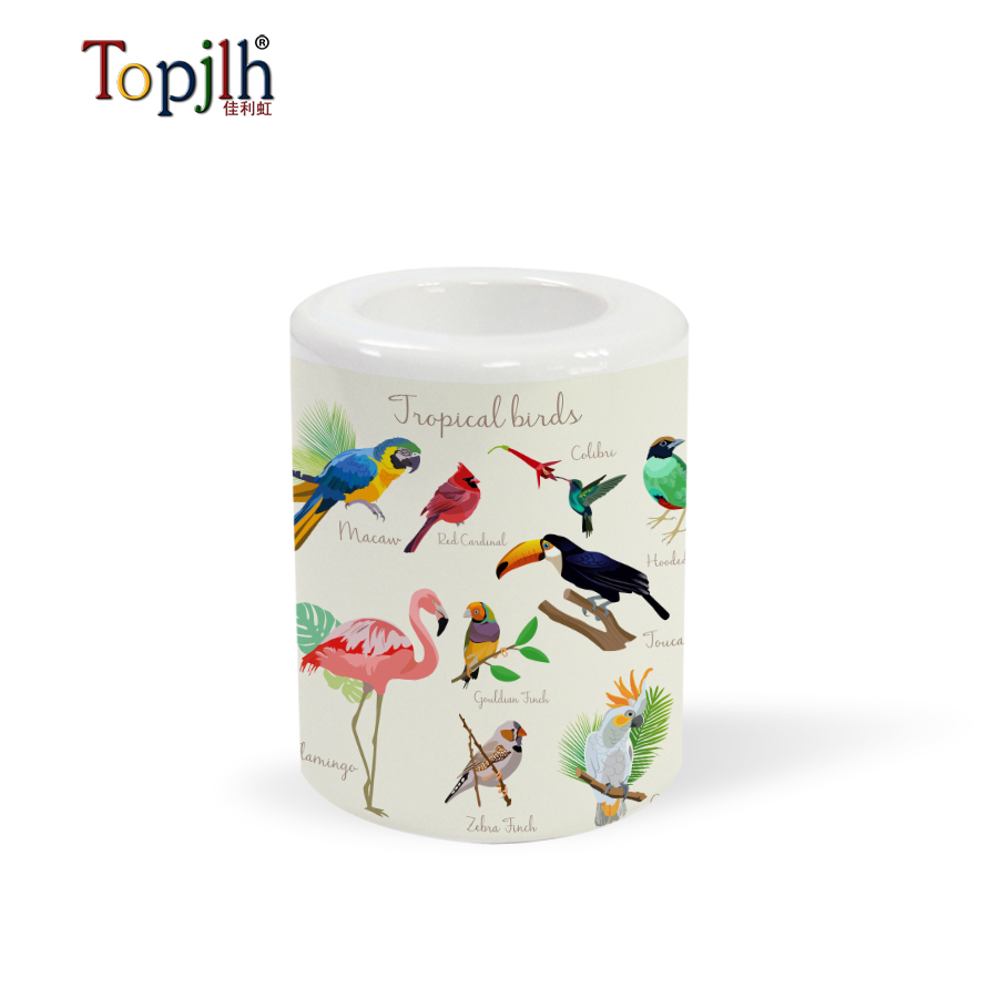 Topjlh Custom Logo Sublimation Ceramic Candle Holder Valentine's Day Mother's Day Gift Blanks Candle Holder