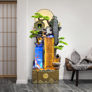 Fontaine d'eau Feng Shui de luxe CHENYISHI avec aquarium et lumières LED, design en résine durable, idéale pour les espaces intérieurs et les centres de bien-être - Product Image 2