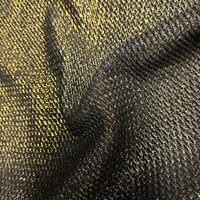 Tissu uni brillant antistatique en polyester tricoté 100 % noir avec feuille d'or scintillante, idéal pour les vêtements de filles - Vente chaude