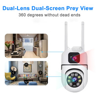 Caméras à double objectif, caméra intérieure intelligente sans fil Wifi 4mp, caméra de sécurité IP intérieure à double objectif 360°, caméra CCTV