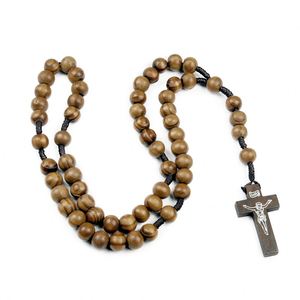 Rosario Católico Económico Mecrt, Cuentas de Madera de Pino de 10 mm, Joyería, Regalo de Navidad, Cuentas de Oración para Iglesia, Venta al por Mayor - Product Image 2