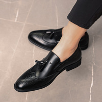 Mocassins à pampilles brogues pour hommes, à enfiler, chaussures habillées formelles avec perforations Wingtip pour le bureau et les occasions formelles
