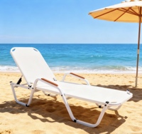 Chaise longue de relaxation moderne en aluminium métallique pour l'extérieur, pliable, portable, avec accoudoirs, pour la plage, le camping et le soleil