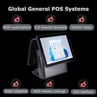 Sistema POS Todo en Uno de Doble Pantalla de 15 Pulgadas POS1618DP con Terminal de Escritorio de Caja Registradora POS Inteligente de 15 Pulgadas
