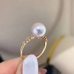 Support de bague en argent S925 version T avec perles de 8-11 mm, accessoire de perles DIY pour bagues tendance 10190 - Product Image 2