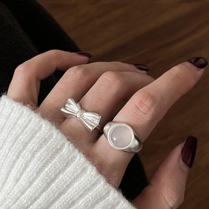 S925 Sterling <b>Silver</b> Women's <b>Ring</b> Bowknot Design <b>Adjustable</b> Fashionable Elegant Everyday Wear - Product Image 2