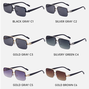 Lunettes de soleil tendance pour hommes, demi-monture, rétro, métalliques, polarisées, pour la conduite, vente en gros - Product Image 5