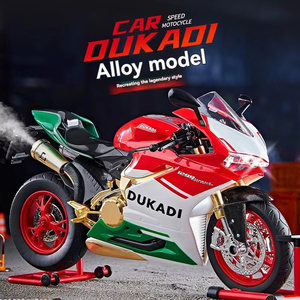Motocicleta <span class=keywords><strong>Ducati</strong></span> 1299 de Metal Fundido a Presión, Escala 1:9, con Efecto de Humo, Juguete Eléctrico de Alta Tecnología - Product Image 2