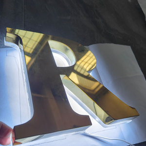 Biển hiệu chữ nổi 3D mạ vàng, đèn <span class=keywords><strong>LED</strong></span> chiếu sáng mặt sau bằng kim loại, chống nước, dùng cho cửa hàng, biển hiệu <span class=keywords><strong>LED</strong></span> ngoài trời cho doanh nghiệp - Product Image 2
