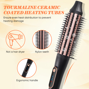 Brosse chauffante pour coiffage professionnelle, brosse thermique ionique chauffante, brosse lissante 2 en 1, <span class=keywords><strong>fer</strong></span> à <span class=keywords><strong>friser</strong></span> - Product Image 2