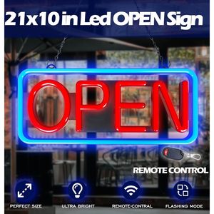 Enseigne ouverte rectangulaire à LED 24 x 12 pouces, lumière bleue et rouge constante pour vitrine de commerce, restaurant, bar, magasins de détail - Product Image 6