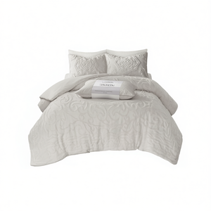 Ensemble de couette en coton chenille à motifs médaillon, 3 pièces, Db, literie classique pour la maison - Product Image 1