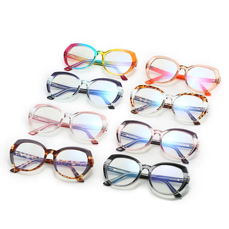 Neue Vintage große Rahmen Brille Frauen Metall kern TR90 Mode Farbe Patchwork Blaulicht blockierende Brille 5013
