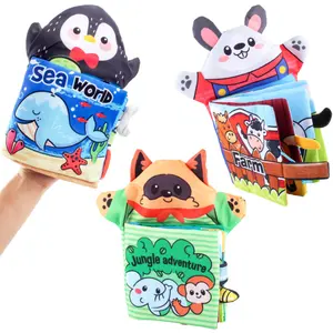 Frühe Bildung Baby 3D Tiere Interaktion Sound Handpuppe Soft Cloth Book