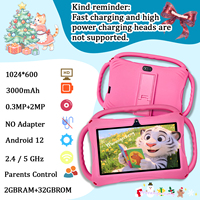 Tablettes pour enfants Android 12 de 7 pouces, 2 Go + 32 Go, processeur quadricœur MTK, batterie 3000 mAh, Wi-Fi, résolution 1024 x 600, écran tactile