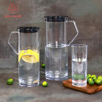 Bouilloire en plastique transparente et écologique en PC acrylique résistant à la chaleur avec couvercle et poignée pour thé, jus et eau – Idéale pour les fêtes et restaurants