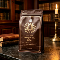 Sachet de café imprimé en héliogravure personnalisé, à fond plat, avec huit soudures latérales, valve de dégazage et fermeture éclair, pour sac de grains de café premium
